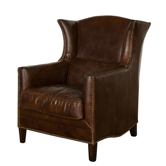 Harvard Vintage Wingback Cigar Leather Chair