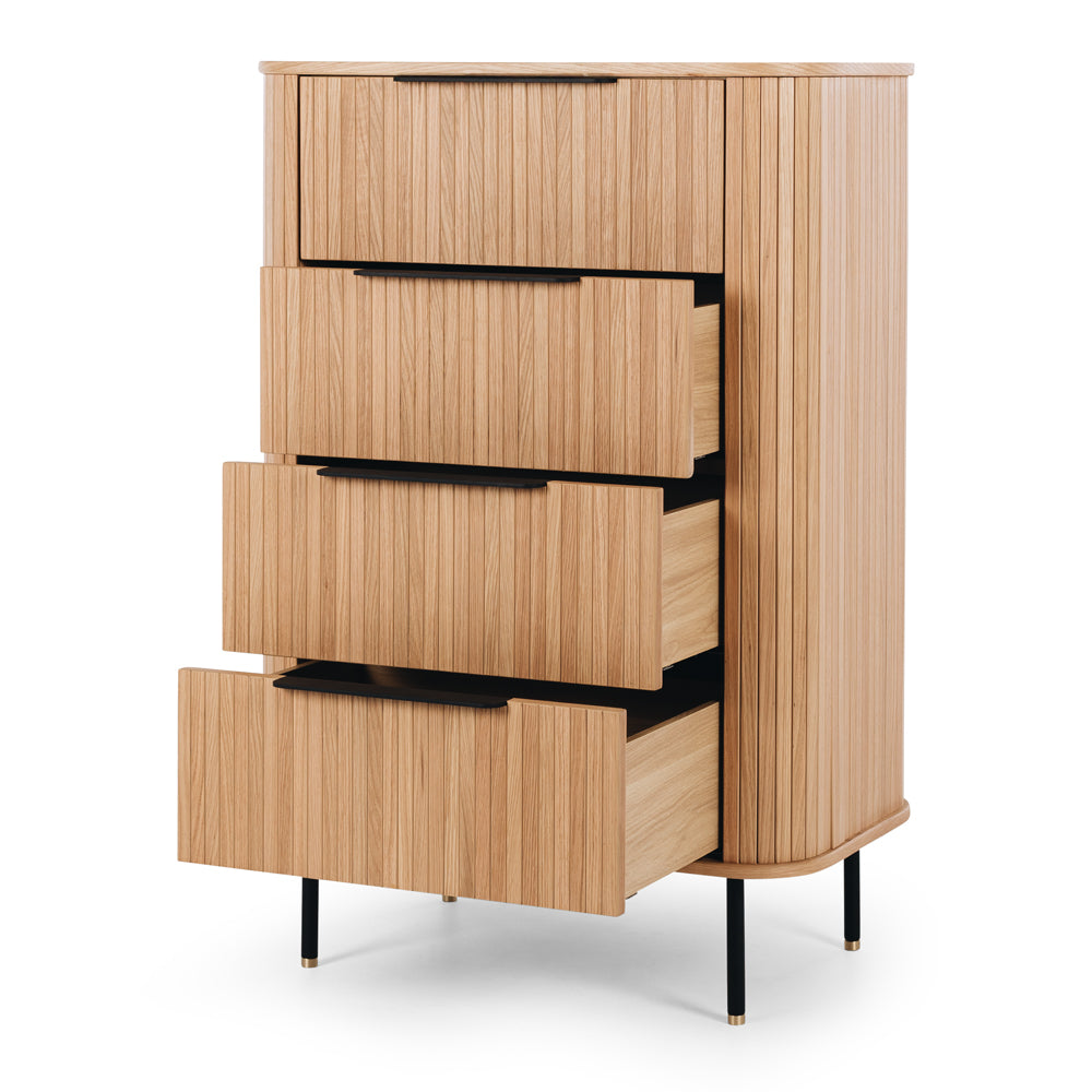 Anders Tallboy 4 drawers (Natural Oak) Open drawers